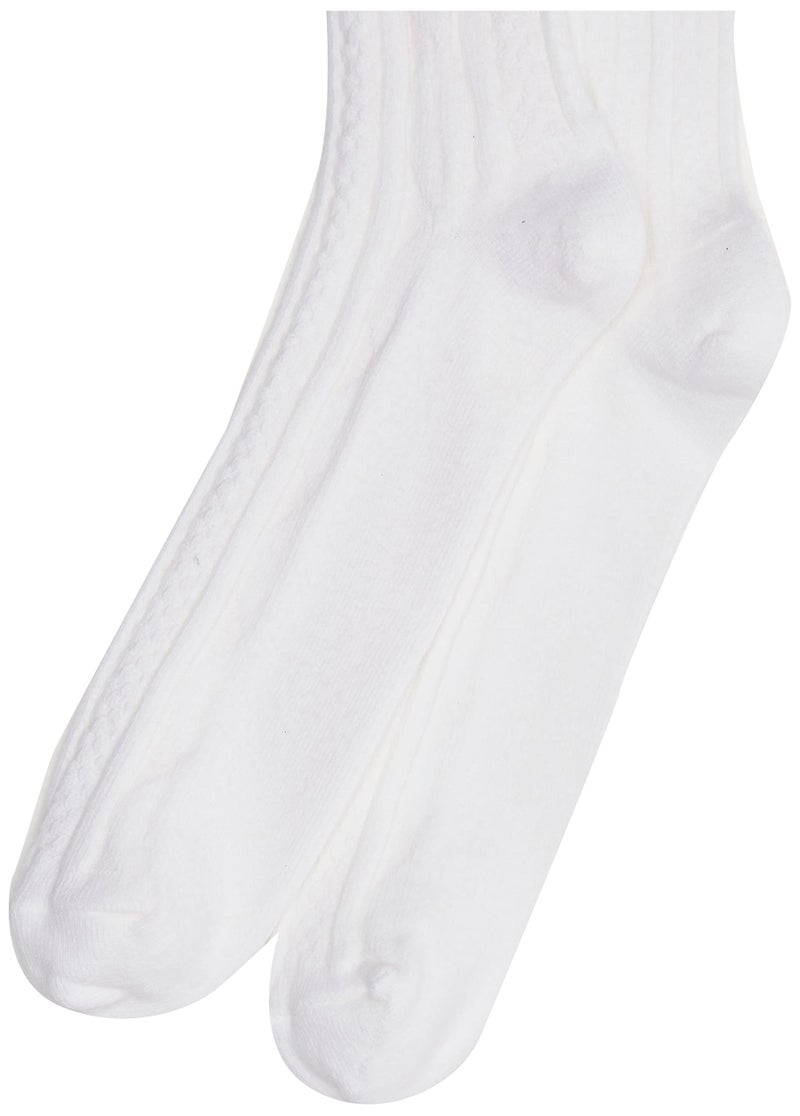 Jefferies Socks Girls 7-16 School Uniform Acrylic Cable Knee High 3 Pair Pack, White, Large - Image 3